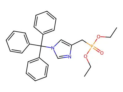diethyl ((1-(triphenylmethyl)-1H-imidazol-4-yl)methyl)phosphonate structure