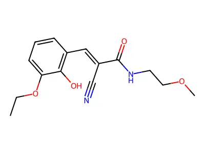 2-cyano-3-(3-ethoxy-2-hydroxyphenyl)-N-(2-methoxyethyl)prop-2-enamide structure