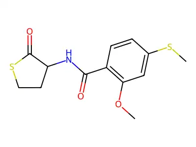2-methoxy-4-methylsulfanyl-N-(2-oxothiolan-3-yl)benzamide structure