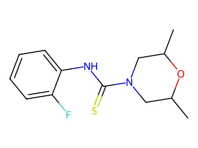 N-(2-fluorophenyl)-2,6-dimethylmorpholine-4-carbothioamide structure