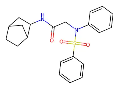 N-bicyclo[2.2.1]hept-2-yl-2-[(phenylsulfonyl)anilino]acetamide structure