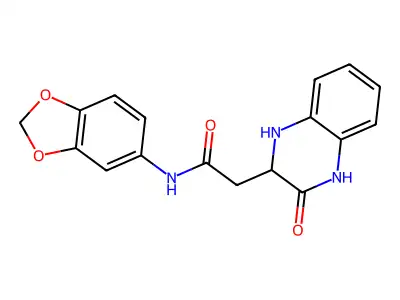 N-(benzo[d][1,3]dioxol-5-yl)-2-(3-oxo-1,2,3,4-tetrahydroquinoxalin-2-yl)acetamide structure