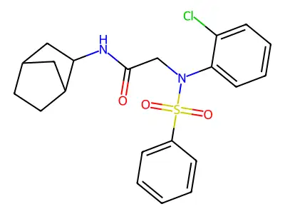 N-bicyclo[2.2.1]hept-2-yl-2-[2-chloro(phenylsulfonyl)anilino]acetamide structure