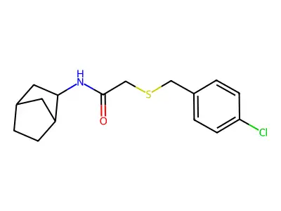 N-(3-bicyclo[2.2.1]heptanyl)-2-[(4-chlorophenyl)methylsulfanyl]acetamide structure