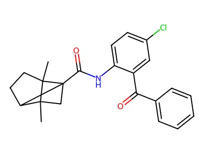 N-(2-benzoyl-4-chlorophenyl)-2,6-dimethyltricyclo[3.2.0.0(2,6)]heptane-1-carboxamide structure