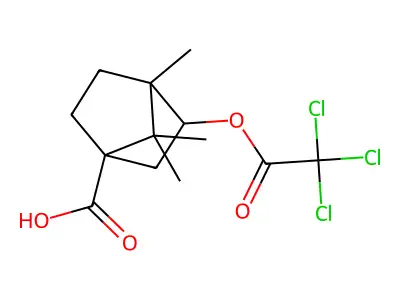 4,7,7-Trimethyl-3-[(trichloroacetyl)oxy]bicyclo[2.2.1]heptane-1-carboxylic acid structure