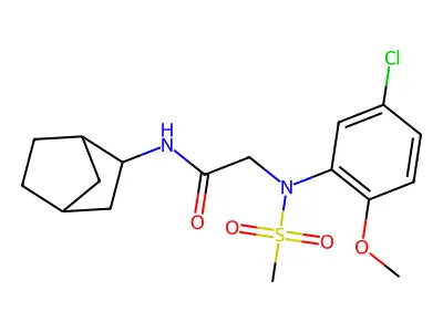 N-(3-bicyclo[2.2.1]heptanyl)-2-(5-chloro-2-methoxy-N-methylsulfonylanilino)acetamide structure