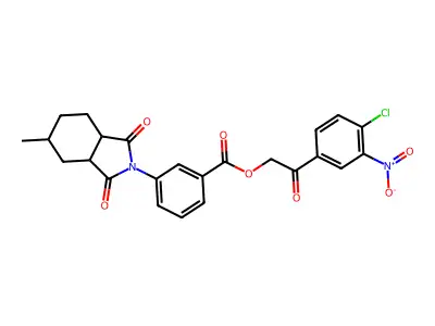 2-(4-chloro-3-nitrophenyl)-2-oxoethyl 3-(5-methyl-1,3-dioxooctahydro-2H-isoindol-2-yl)benzoate structure