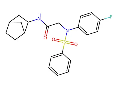 2-[N-(benzenesulfonyl)-4-fluoroanilino]-N-(3-bicyclo[2.2.1]heptanyl)acetamide structure