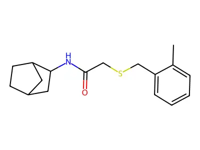 N-(3-bicyclo[2.2.1]heptanyl)-2-[(2-methylphenyl)methylsulfanyl]acetamide structure