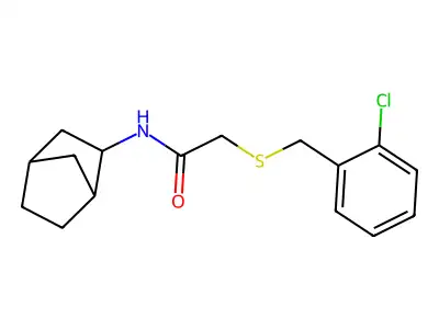 N-bicyclo[2.2.1]hept-2-yl-2-[(2-chlorobenzyl)sulfanyl]acetamide structure