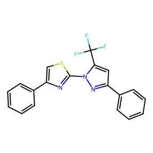 4-phenyl-2-[3-phenyl-5-(trifluoromethyl)-1H-pyrazol-1-yl]-1,3-thiazole structure