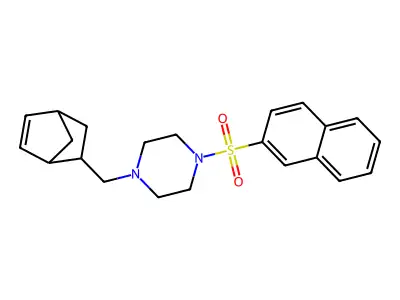 1-(5-Bicyclo[2.2.1]hept-2-enylmethyl)-4-naphthalen-2-ylsulfonylpiperazine structure
