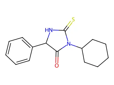 3-Cyclohexyl-5-phenyl-2-thioxo-imidazolidin-4-one structure