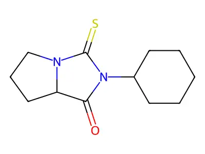 2-cyclohexyl-3-thioxohexahydro-1H-pyrrolo[1,2-c]imidazol-1-one structure