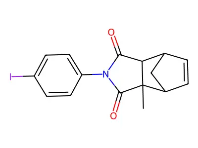 2-(4-iodophenyl)-3a-methyl-3a,4,7,7a-tetrahydro-1H-4,7-methanoisoindole-1,3(2H)-dione structure
