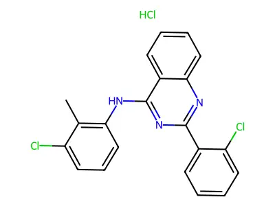 N-(3-chloro-2-methylphenyl)-2-(2-chlorophenyl)quinazolin-4-amine hydrochloride structure