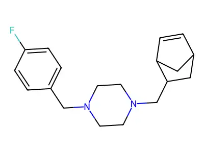 1-(Bicyclo[2.2.1]hept-5-en-2-ylmethyl)-4-(4-fluorobenzyl)piperazine structure