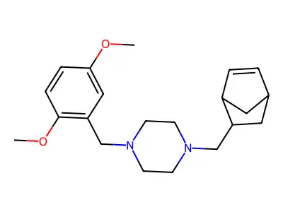 1-(5-Bicyclo[2.2.1]hept-2-enylmethyl)-4-[(2,5-dimethoxyphenyl)methyl]piperazine structure