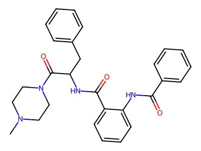 2-benzamido-N-[1-(4-methylpiperazin-1-yl)-1-oxo-3-phenylpropan-2-yl]benzamide structure