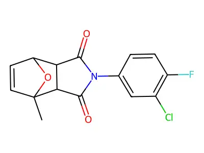 2-(3-chloro-4-fluorophenyl)-7-methyl-4,7a-dihydro-3aH-4,7-epoxyisoindole-1,3-dione structure