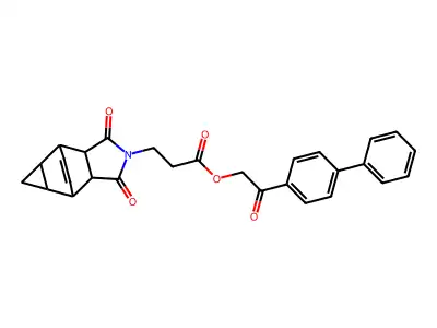 2-([1,1'-biphenyl]-4-yl)-2-oxoethyl 3-(1,3-dioxo-3,3a,4,4a,5,5a,6,6a-octahydro-4,6-ethenocyclopropa[f]isoindol-2(1H)-yl)propanoate structure