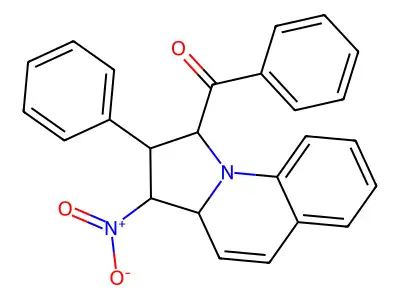 (3-nitro-2-phenyl-1,2,3,3a-tetrahydropyrrolo[1,2-a]quinolin-1-yl)-phenylmethanone structure