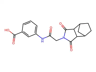 3-{[(1,3-dioxooctahydro-2H-4,7-methanoisoindol-2-yl)acetyl]amino}benzoic acid structure