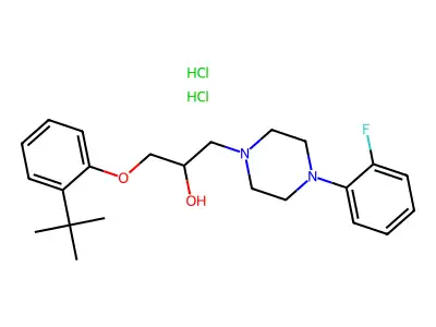 1-(2-tert-butylphenoxy)-3-[4-(2-fluorophenyl)piperazin-1-yl]propan-2-ol dihydrochloride structure