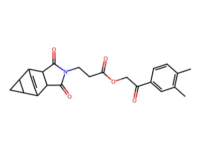 2-(3,4-dimethylphenyl)-2-oxoethyl 3-(1,3-dioxo-3,3a,4,4a,5,5a,6,6a-octahydro-4,6-ethenocyclopropa[f]isoindol-2(1H)-yl)propanoate structure