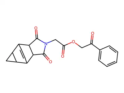 2-oxo-2-phenylethyl (1,3-dioxooctahydro-4,6-ethenocyclopropa[f]isoindol-2(1H)-yl)acetate structure