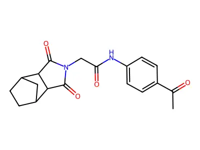 N-(4-acetylphenyl)-2-(1,3-dioxooctahydro-2H-4,7-methanoisoindol-2-yl)acetamide structure