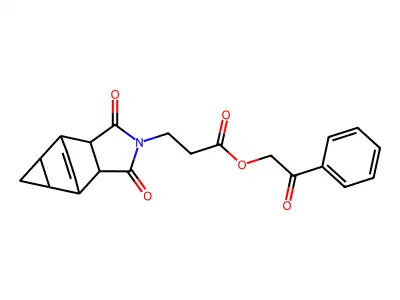 2-oxo-2-phenylethyl 3-(1,3-dioxo-3,3a,4,4a,5,5a,6,6a-octahydro-4,6-ethenocyclopropa[f]isoindol-2(1H)-yl)propanoate structure