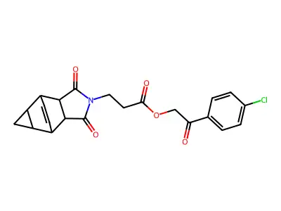 2-(4-chlorophenyl)-2-oxoethyl 3-(1,3-dioxo-3,3a,4,4a,5,5a,6,6a-octahydro-4,6-ethenocyclopropa[f]isoindol-2(1H)-yl)propanoate structure