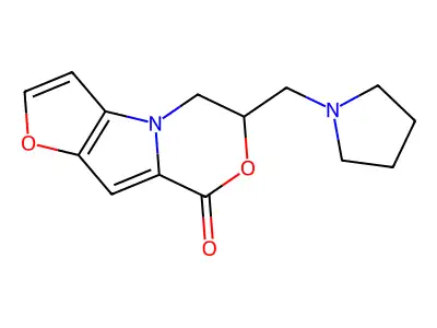 6-pyrrolidin-1-ylmethyl-4,5-dihydrofuro[2',3':4,5]pyrrolo[2,1-c][1,4]oxazin-8-one structure