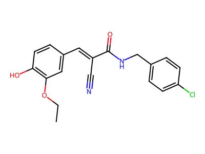 N-[(4-chlorophenyl)methyl]-2-cyano-3-(3-ethoxy-4-hydroxyphenyl)prop-2-enamide structure
