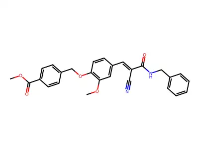 methyl 4-({4-[2-(benzylcarbamoyl)-2-cyanoeth-1-en-1-yl]-2-methoxyphenoxy}methyl)benzoate structure