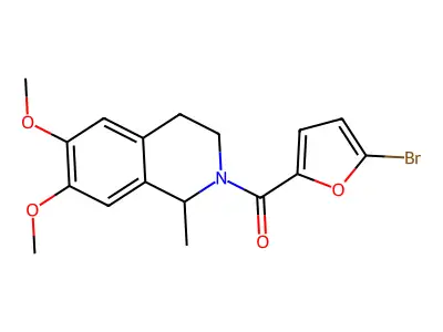 (5-bromofuran-2-yl)-(6,7-dimethoxy-1-methyl-3,4-dihydro-1H-isoquinolin-2-yl)methanone structure
