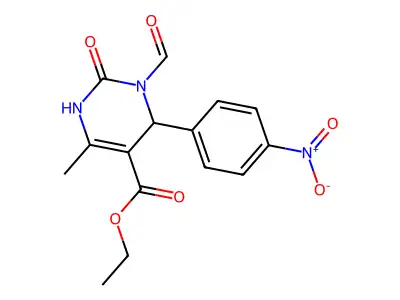 ethyl 3-formyl-6-methyl-4-(4-nitrophenyl)-2-oxo-1,2,3,4-tetrahydro-5-pyrimidinecarboxylate structure