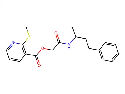 [2-Oxo-2-(4-phenylbutan-2-ylamino)ethyl] 2-methylsulfanylpyridine-3-carboxylate structure