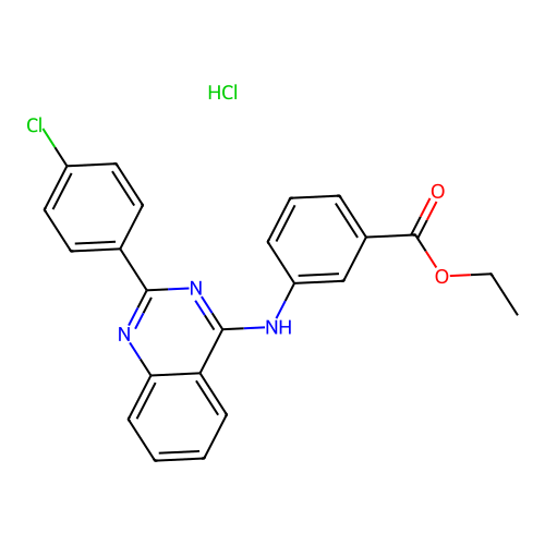 Ethyl 3-((2-(4-chlorophenyl)quinazolin-4-yl)amino)benzoate hydrochloride structure