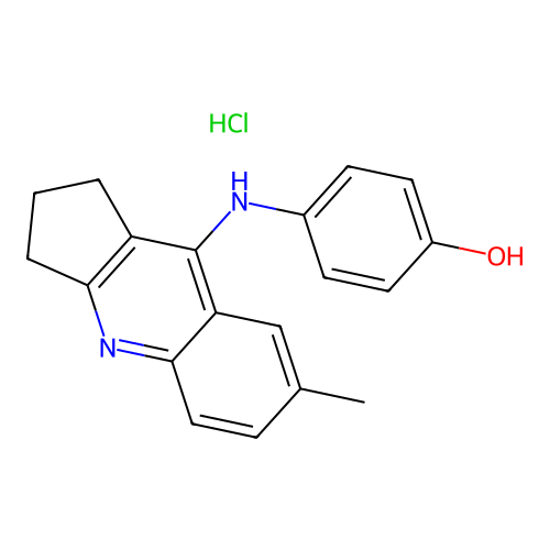 4-[(7-methyl-2,3-dihydro-1H-cyclopenta[b]quinolin-9-yl)amino]phenol structure