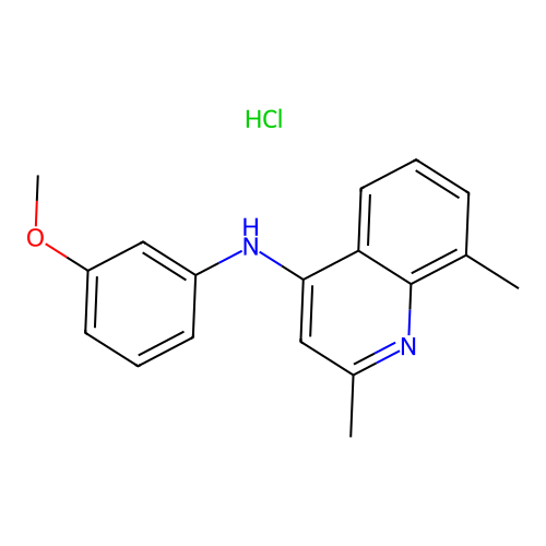 N-(3-methoxyphenyl)-2,8-dimethylquinolin-4-amine hydrochloride structure