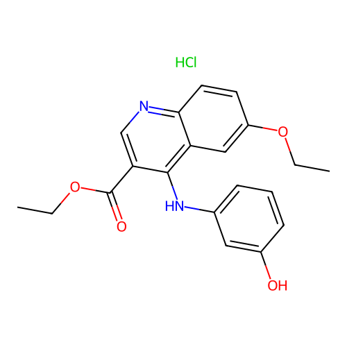 Ethyl 6-ethoxy-4-[(3-hydroxyphenyl)amino]quinoline-3-carboxylate, chloride structure