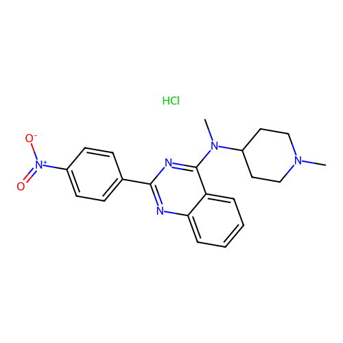 N-methyl-N-(1-methylpiperidin-4-yl)-2-(4-nitrophenyl)quinazolin-4-amine hydrochloride structure