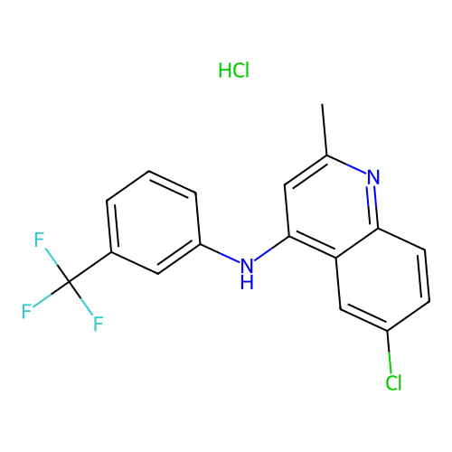 6-chloro-2-methyl-N-(3-(trifluoromethyl)phenyl)quinolin-4-amine hydrochloride structure