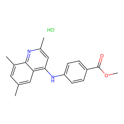 Methyl 4-((2,6,8-trimethylquinolin-4-yl)amino)benzoate hydrochloride structure
