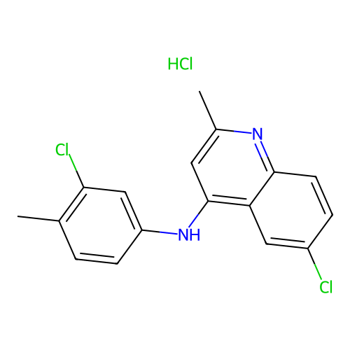 6-chloro-N-(3-chloro-4-methylphenyl)-2-methylquinolin-4-amine hydrochloride structure