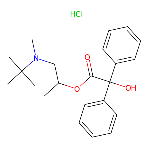 1-(tert-butyl(methyl)amino)propan-2-yl 2-hydroxy-2,2-diphenylacetate hydrochloride structure