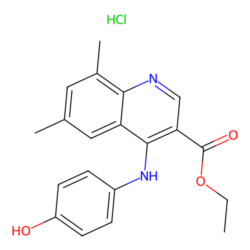 ethyl 4-((4-hydroxyphenyl)amino)-6,8-dimethylquinoline-3-carboxylate hydrochloride structure